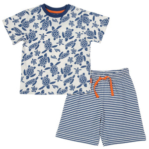 Conjunto infantil Tartarugas que incluí T-shirt e calções 100% algodão orgânico da marca Kite