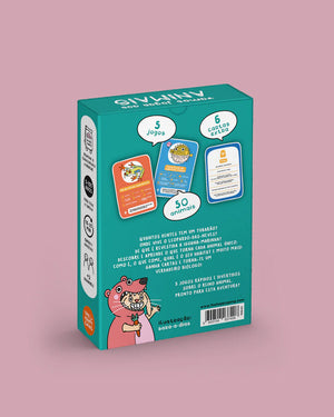 parte de trás da caixa do Jogo sobre Animais para Crianças "vamos jogar aos animais" da marca the happy gang