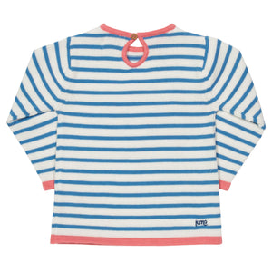 Parte de trás de camisola 100% algodão com riscas e nuvem da marca Kite para crianças