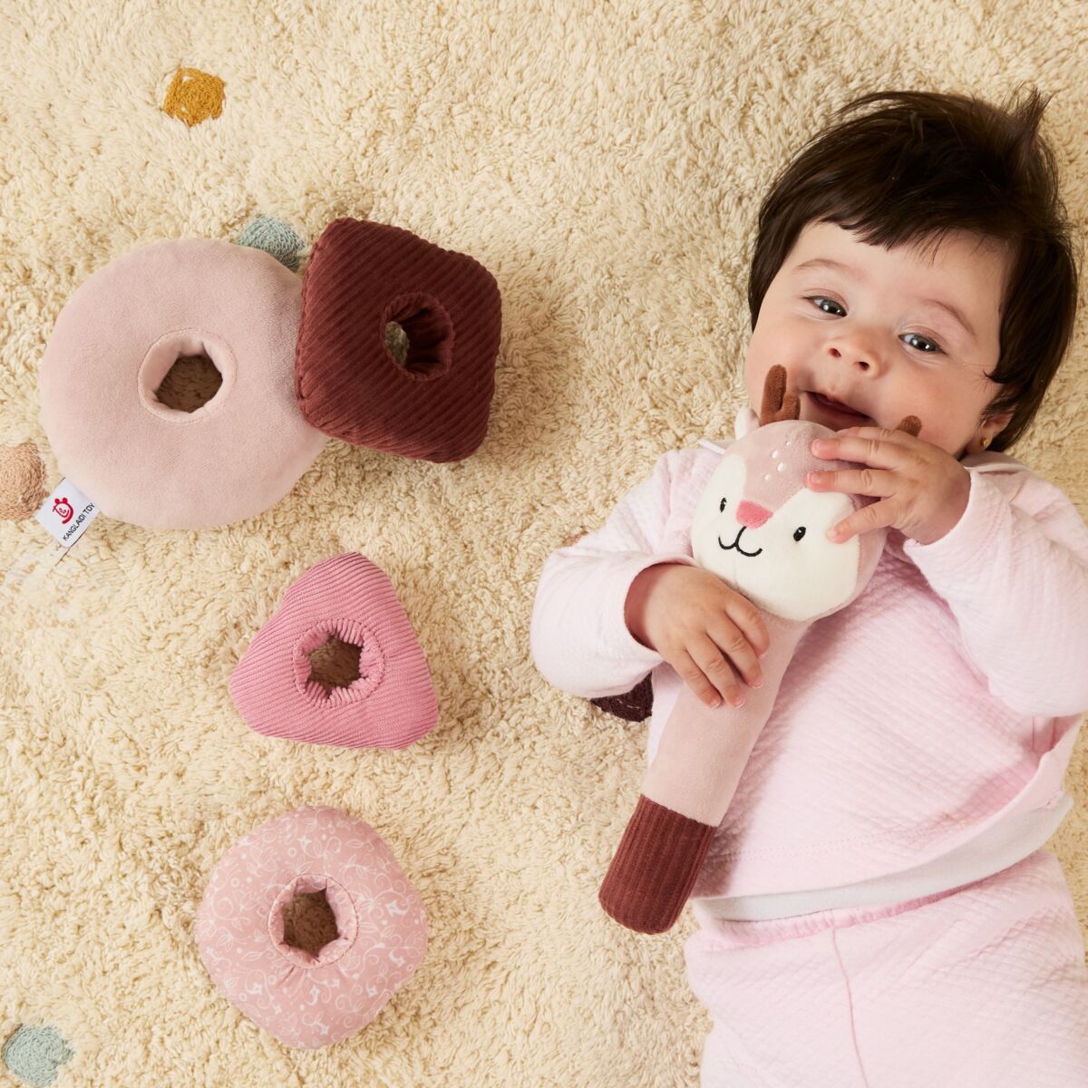 Anéis Empilháveis de Tecido e Chocalho para Bebé - Veado | Miniland