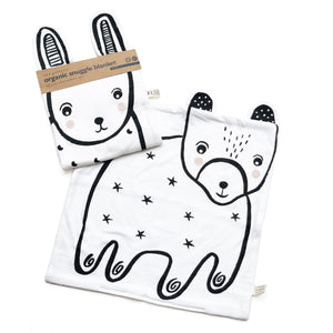 cobertores 100% algodão orgânico com desenho de Coelho e urso para Bebé da Wee Gallery