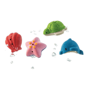 conjunto de brinquedos de banho em forma de Animais marinhos da PlanToys