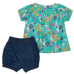 Parte de trás do Conjunto infantil Amazónia - Blusa e calções 100% algodão orgânico - Kite