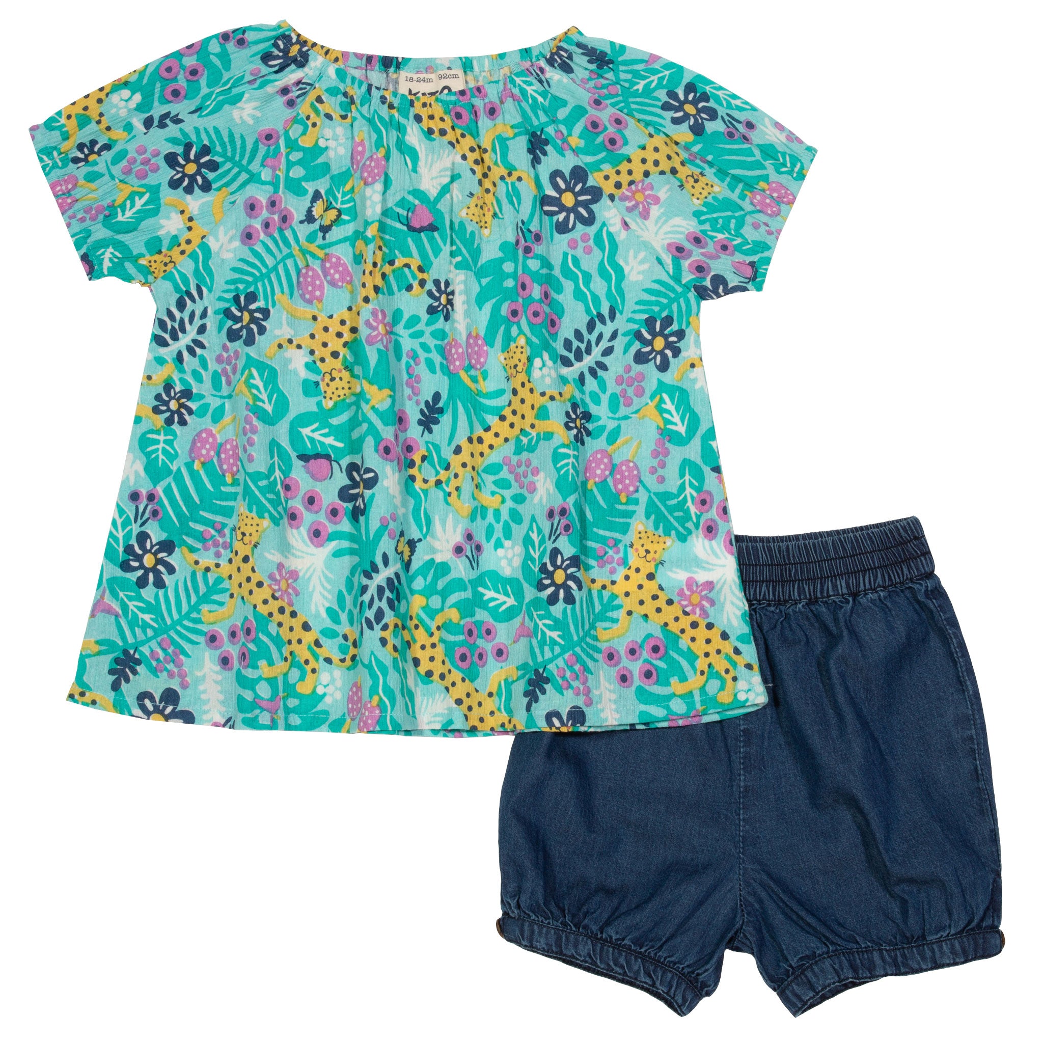 Conjunto infantil Amazónia - Blusa e calções 100% algodão orgânico - Kite
