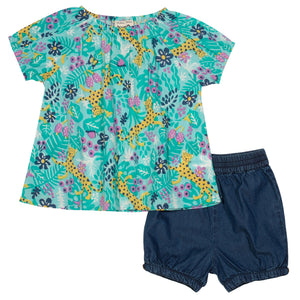 Conjunto infantil Amazónia - Blusa e calções 100% algodão orgânico - Kite