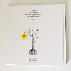 contracapa do livro interativo infantil sobre imaginação e criatividade "Ilumina"