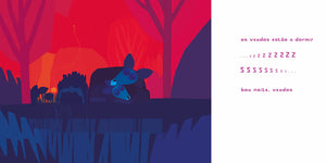 Exemplo do interior do livro infantil ideal para a rotina de dormir "Boa noite a todos"