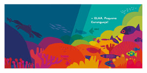 Exemplo do interior do livro infantil sobre medo e confiança "Coragem pequeno caranguejo"