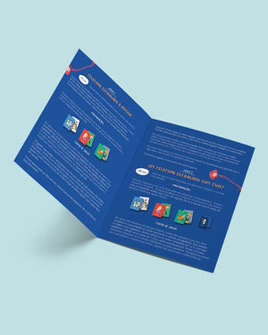 Livro de regras do Jogo do Telefone Estragado da The Happy Gang que estimula a Concentração e Criatividade