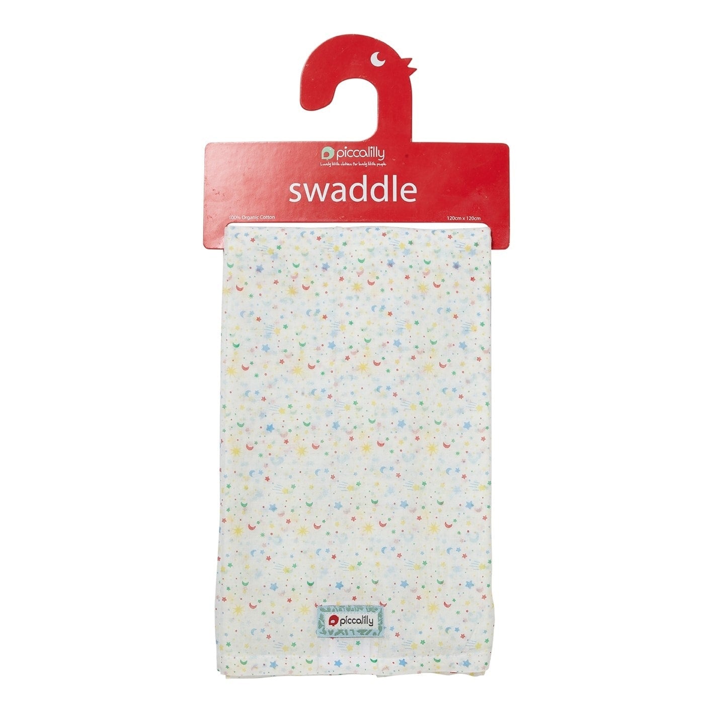 Musselina/Swaddle para bebé de algodão orgânico com padrão de Estrelas e luas da marca Piccalilly