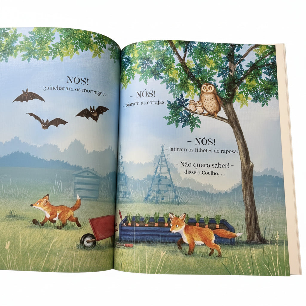 interior do livro "O Coelho, o escuro e a lata de bolachas" , um livro para quem tem medo do escuro