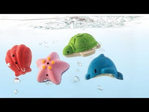 video demonstrativo do conjunto de brinquedos de banho em forma de Animais marinhos da PlanToys