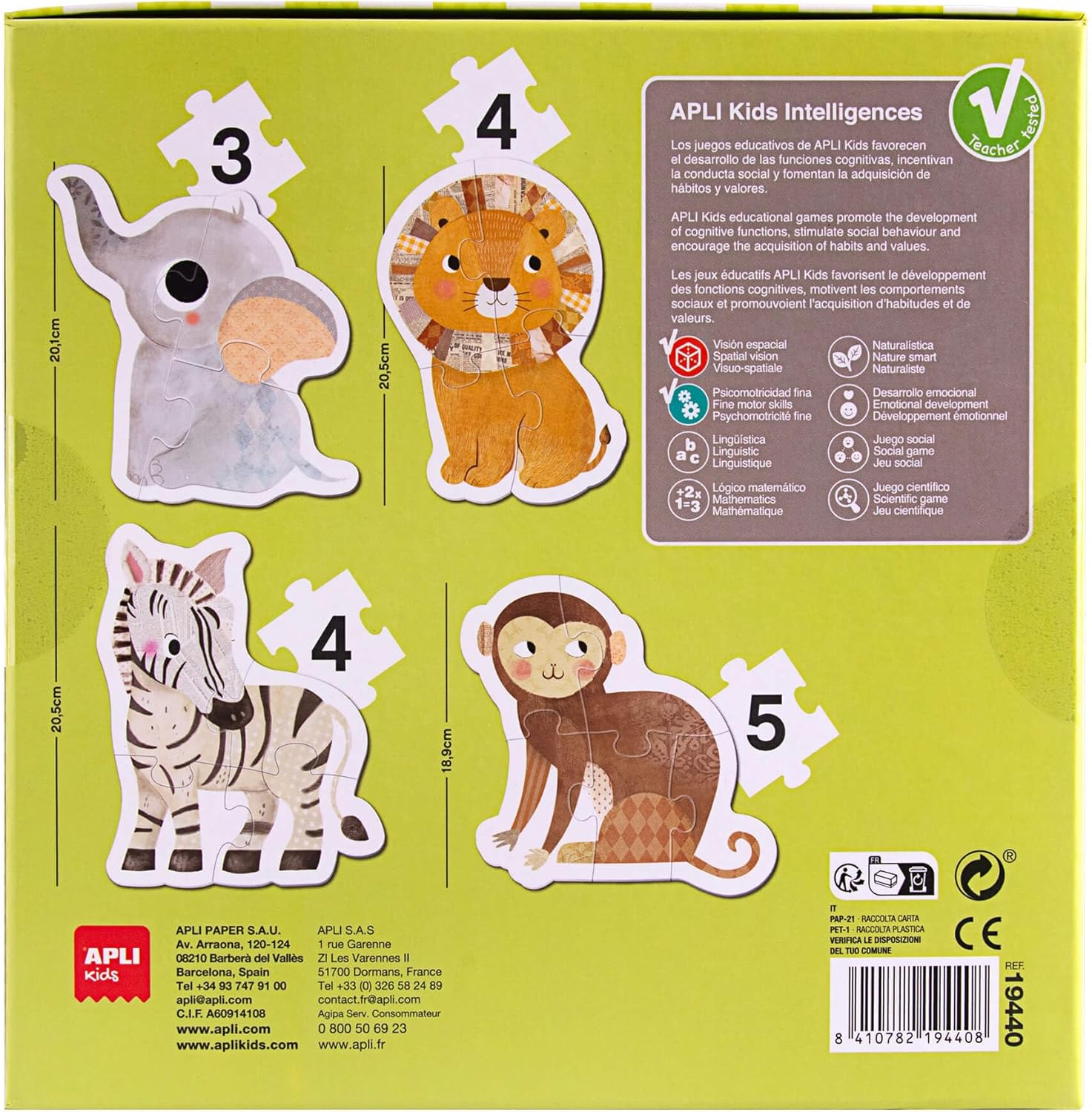 Puzzle Progressivo +2 anos – Animais da Savana | Apli kids