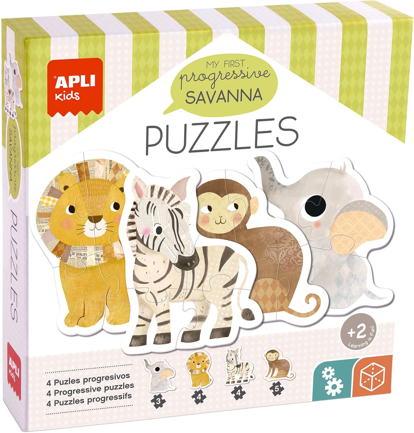 Puzzle Progressivo +2 anos – Animais da Savana | Apli kids