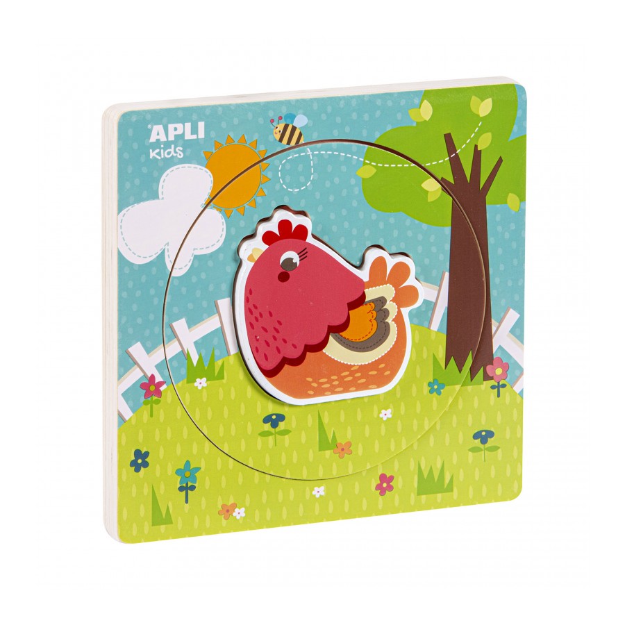 Puzzle de Madeira em Camadas – Galinha ou Tartaruga | Apli kids