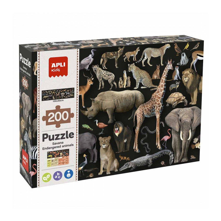 Puzzle Educativo sobre Animais da Savana Ameaçados | Apli Kids