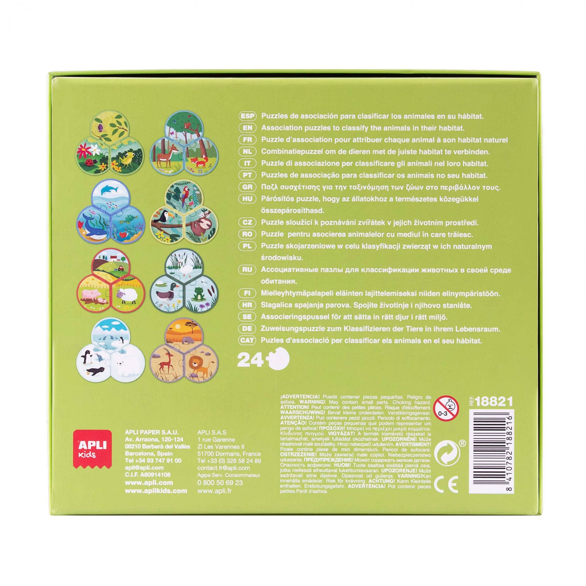 Puzzle Educativo para Associar Animais aos Seus Habitats – 24 Peças | Apli Kids
