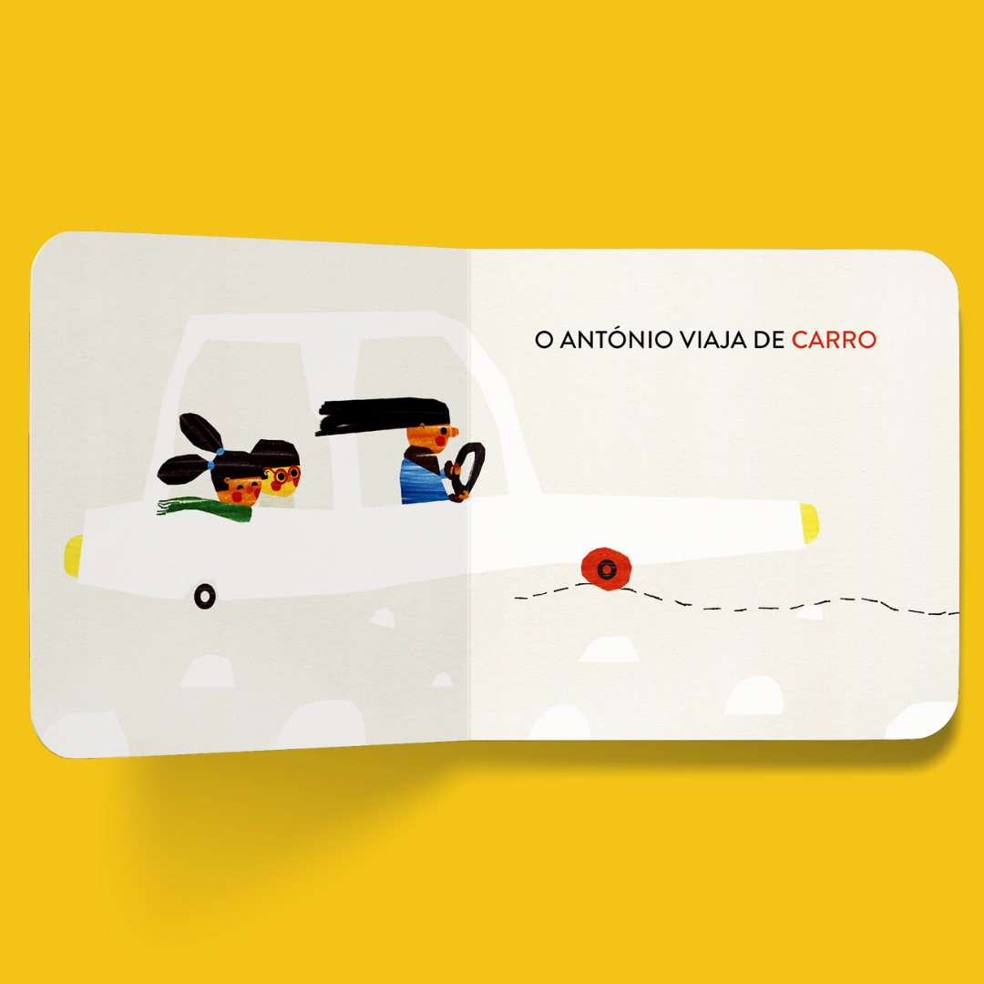 interior do livro infantil "Sobre rodas" - sobre veículos com rodas