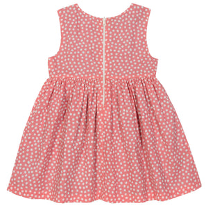 Parte traseira do vestido 100% algodão para 6-12 meses reversível do lado das bolinhas