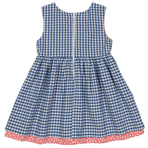 Parte traseira do vestido 100% algodão para 6-12 meses reversível do lado do Xadrez