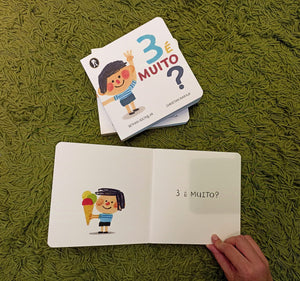 interior do livro "3 é muito?" de
Beyhan Gultaslar, um livro sobre números e contagem
