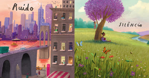  Exemplo do interior do Livro infantil que explora os opostos "Aqui Estamos Nós - Livro dos Opostos"