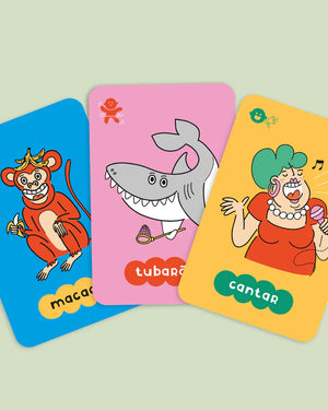 Catas do Jogo de mímica para a família "vamos jogar à mímica" da The Happy Gang