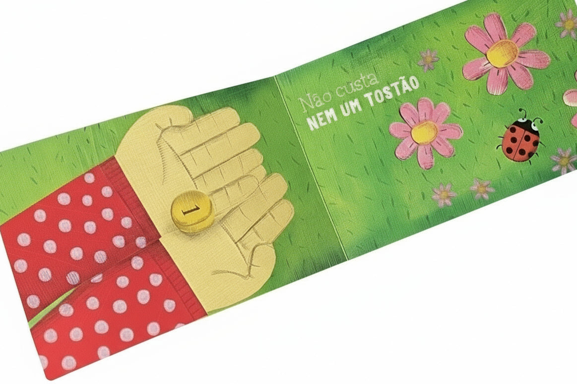 Interior do livro infantil "Bolinha de sabão" que é uma adaptação da música tradicional