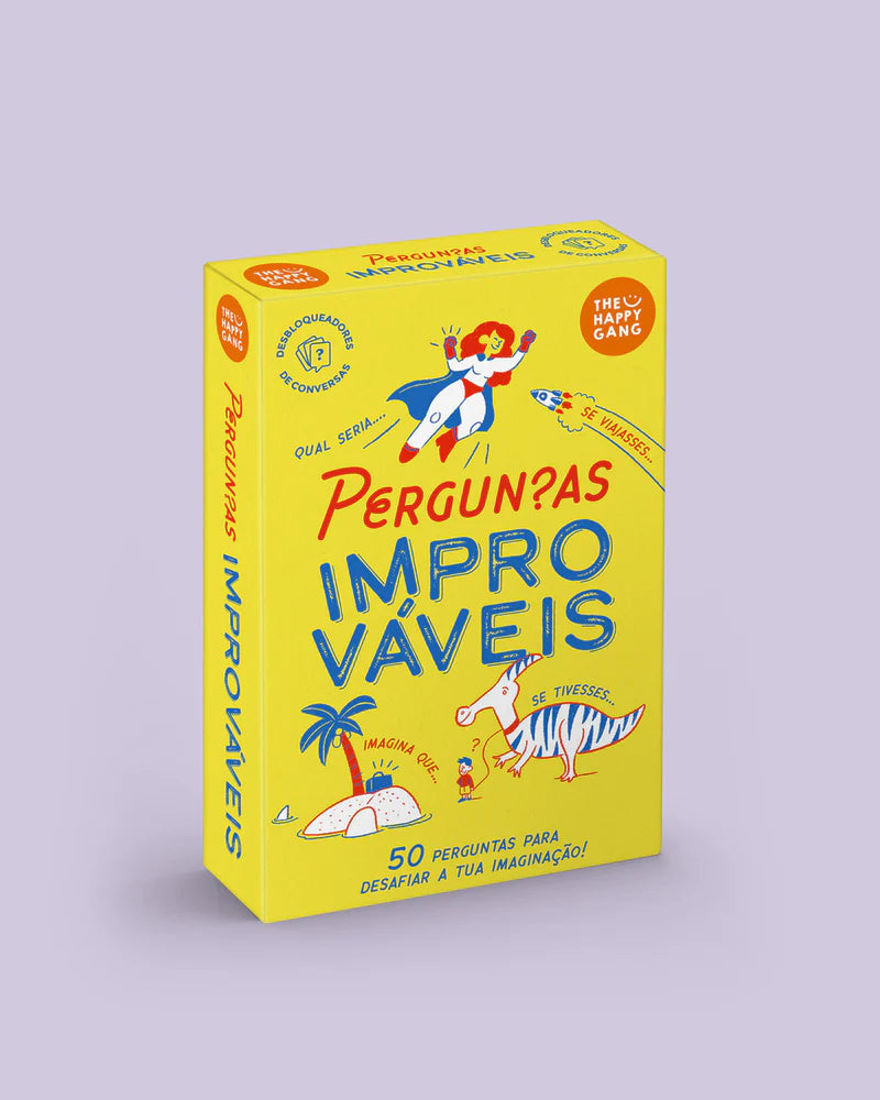 Caixa do Jogo para Conversar e Partilhar Ideias/Opiniões "Perguntas Improváveis" da The Happy Gang
