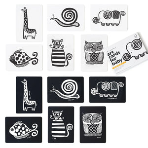 animais que estão incluídos nos cartões de alto contraste para bebés da coleção original