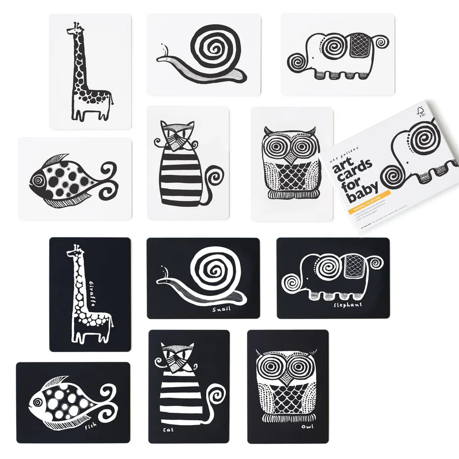 animais que estão incluídos nos cartões de alto contraste para bebés da coleção original