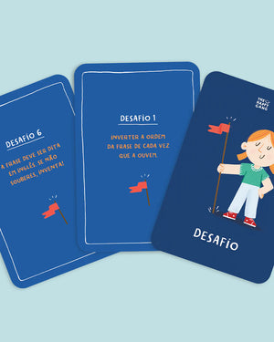 exemplo de desafio no Jogo do Telefone Estragado da The Happy Gang que estimula a Concentração e Criatividade