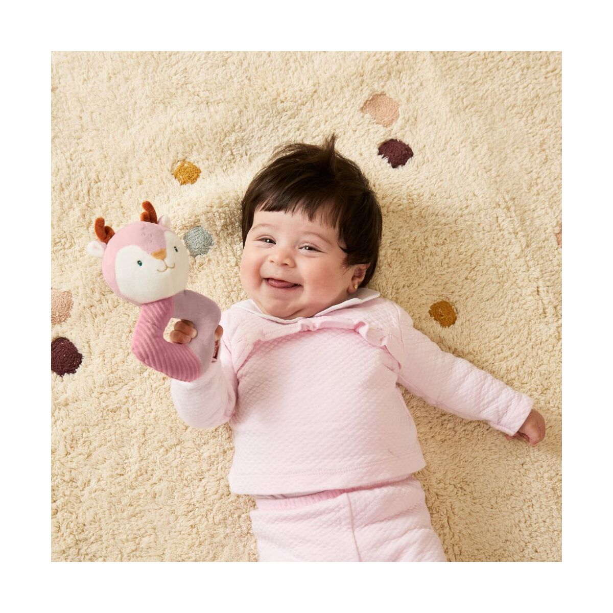 Conjunto Presente Veado – Doudou/Naninha e Chocalho para Bebé | Miniland