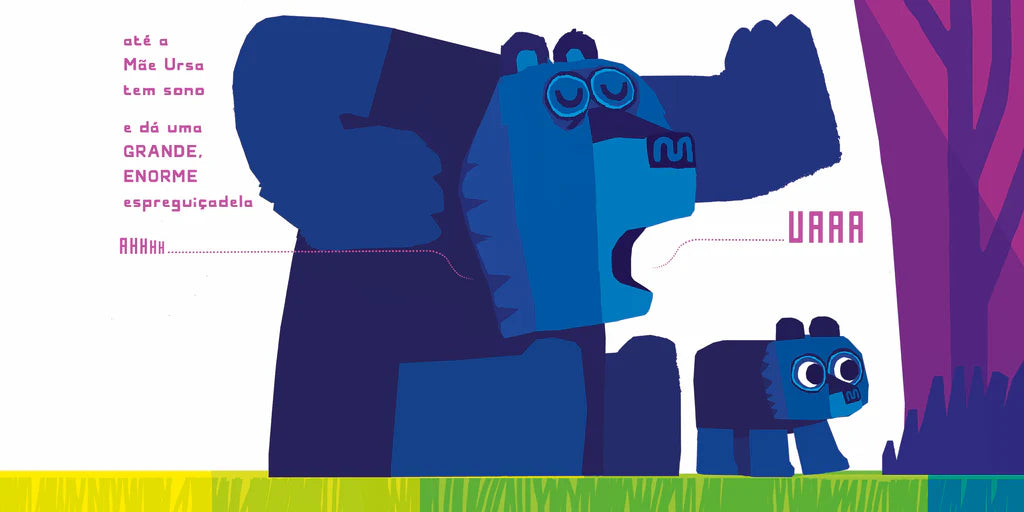 Interior do livro infantil ideal para a rotina de dormir "Boa noite a todos" 