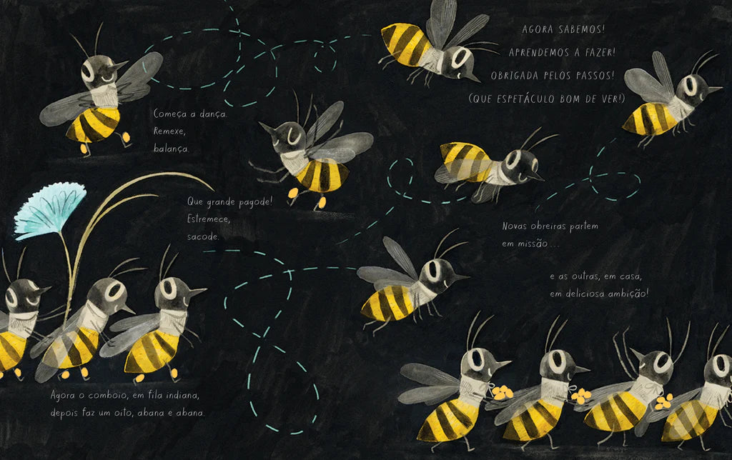 interior do livro infantil "A abelha" 