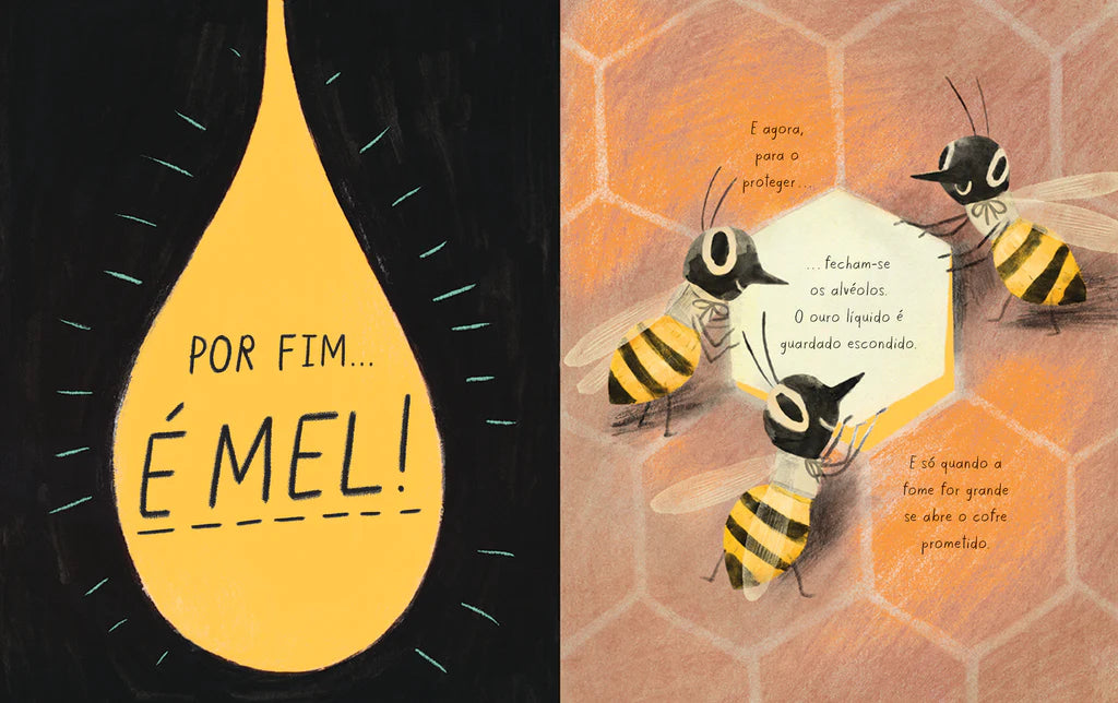 exemplo do interior do livro infantil "A abelha" 