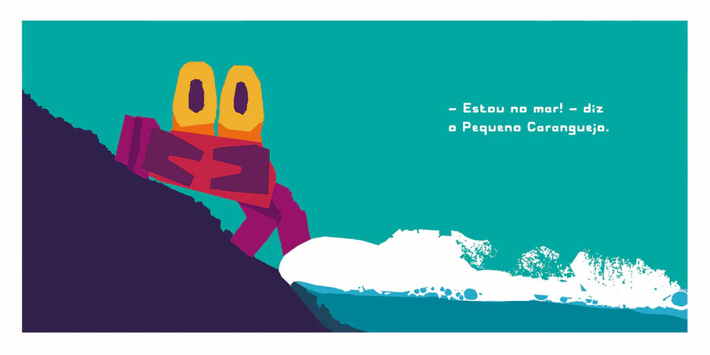 Interior do livro infantil "Coragem pequeno caranguejo" 