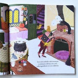 Livro infantil "O Feitiço" sobre bruxas, erros e amor