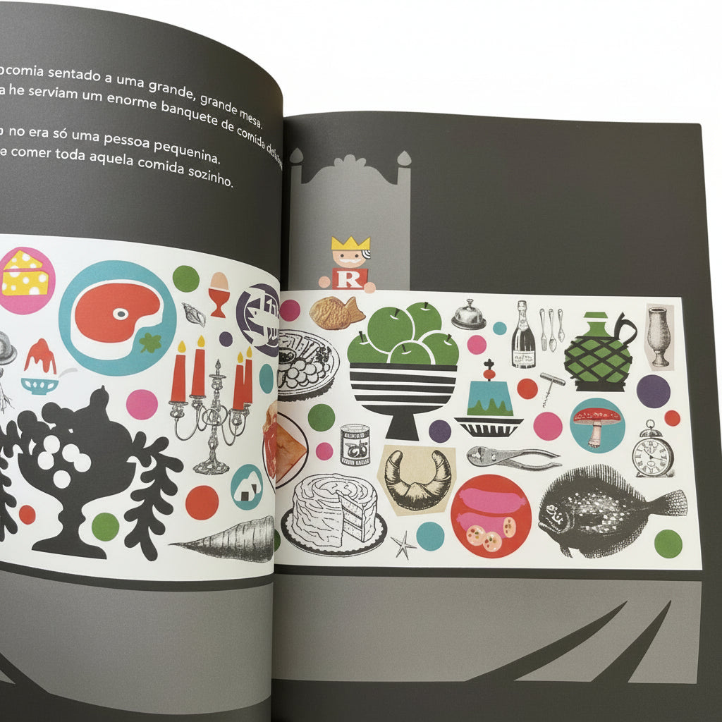 "O Rei Pequenino" - exemplo do interior do livro infantil sobre coragem e imaginação