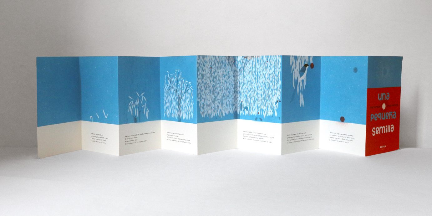  interior do livro infantil sobre o ciclo de vida da natureza "Uma pequena semente"