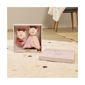 kit de presente Veado da Miniland com Doudou/Naninha e Chocalho para Bebé 