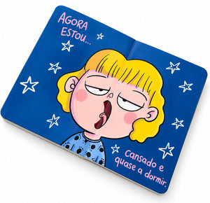 página do livro infantil "Agora Estou..." sobre emoções e sentimentos