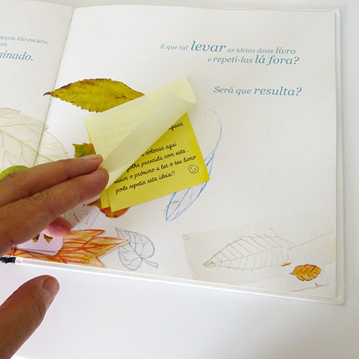 post-its do livro interativo infantil sobre imaginação e criatividade "Ilumina" 