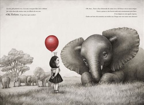 Interior do livro Infantil Poético sobre Amizade "Lea e o Elefante"