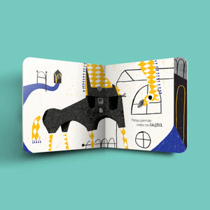 Interior do livro com textura para bebés "Visto visto"