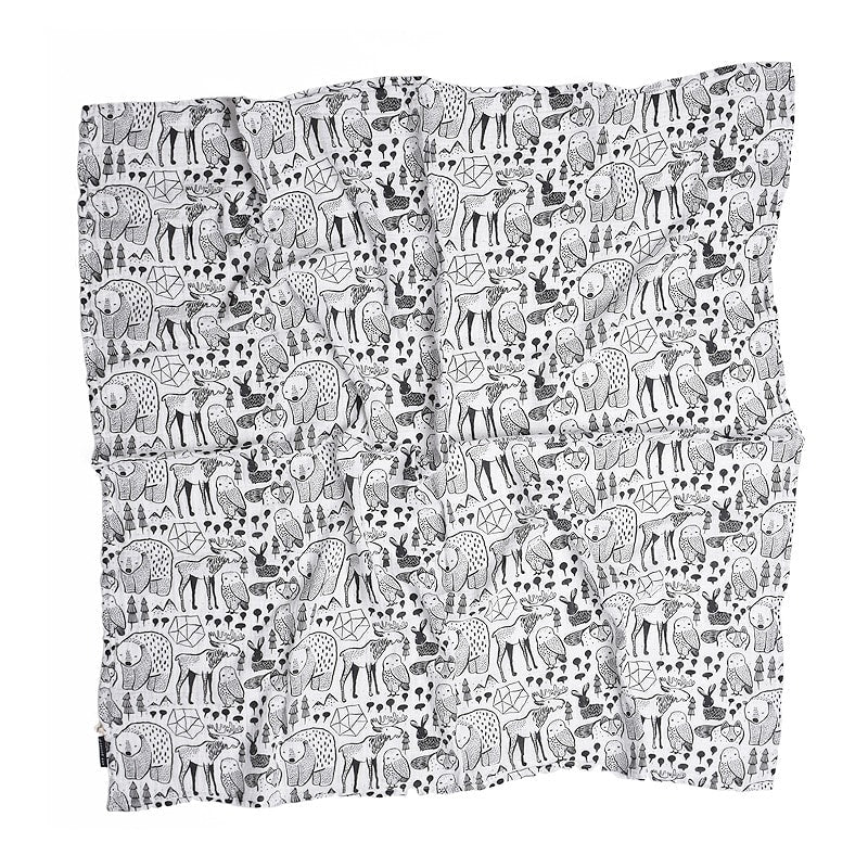 Musselina de Algodão Orgânico da Wee Gallery com Animais nordicos aberta