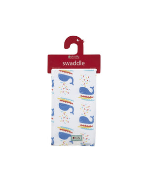 Musselina/Swaddle para bebé de algodão orgânico com tema de Baleias da marca Piccalilly
