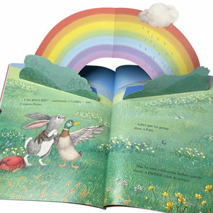 pop up no interior do livro infantil sobre frustração "O coelho, a nuvem e o dia de chuva" 