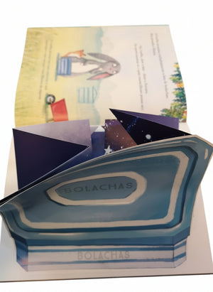 a caixa de bolachas interativa no livro  "O Coelho, o escuro e a lata de bolachas"