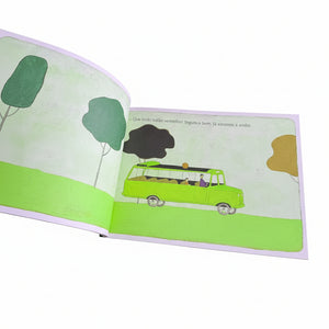 Exemplo do interior do livro infantil "O meu balão vermelho" sobre solidariedade